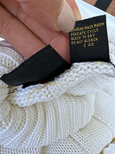 Vintage 100% Cotton Cable Cream PETITE Turtleneck Sweater LIZSPORT 90’s - Picture 4 of 5