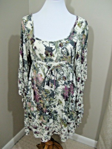Gold Floral Tie Tunic Mini Dress 