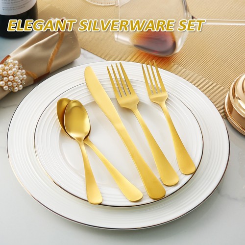 Gold Flatware set, 20 Piece Stainless Steel set Service for 4 Silverware set - Picture 6 of 7