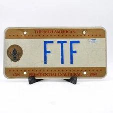 1985 Washington D.C. Presidential Inaugural Vanity License Plate FTF Man Cave