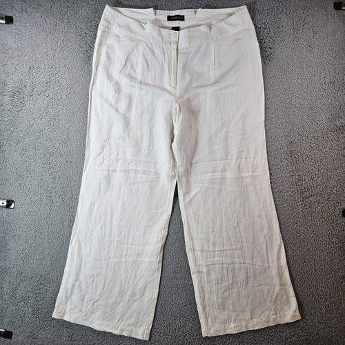 Lane Bryant Damenhose Größe 18 Leinenmischung weites Bein cremeweiß - Bild 1 von 14