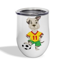 Wine Cup with Lid Puppy Football Player Sports Football Wine Tumbler Glass