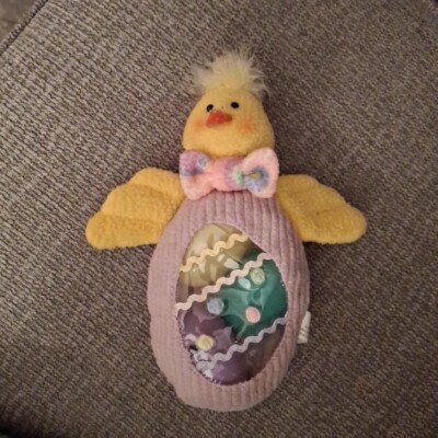 VTG Ganz Baby CHICK Easter Plush Candy Bag Zips Read