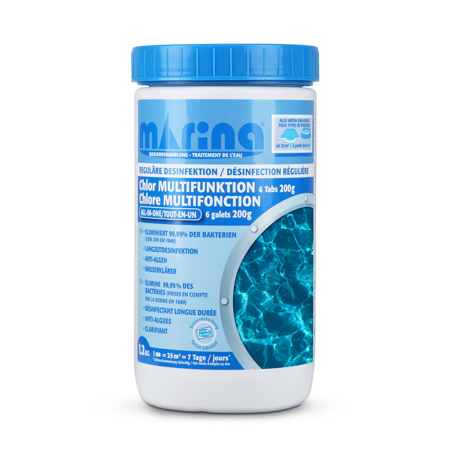 Piscina Multitabs 5 en 1 comprimidos de cloro 200 g cloro anti algas pH algicida cuidado del agua