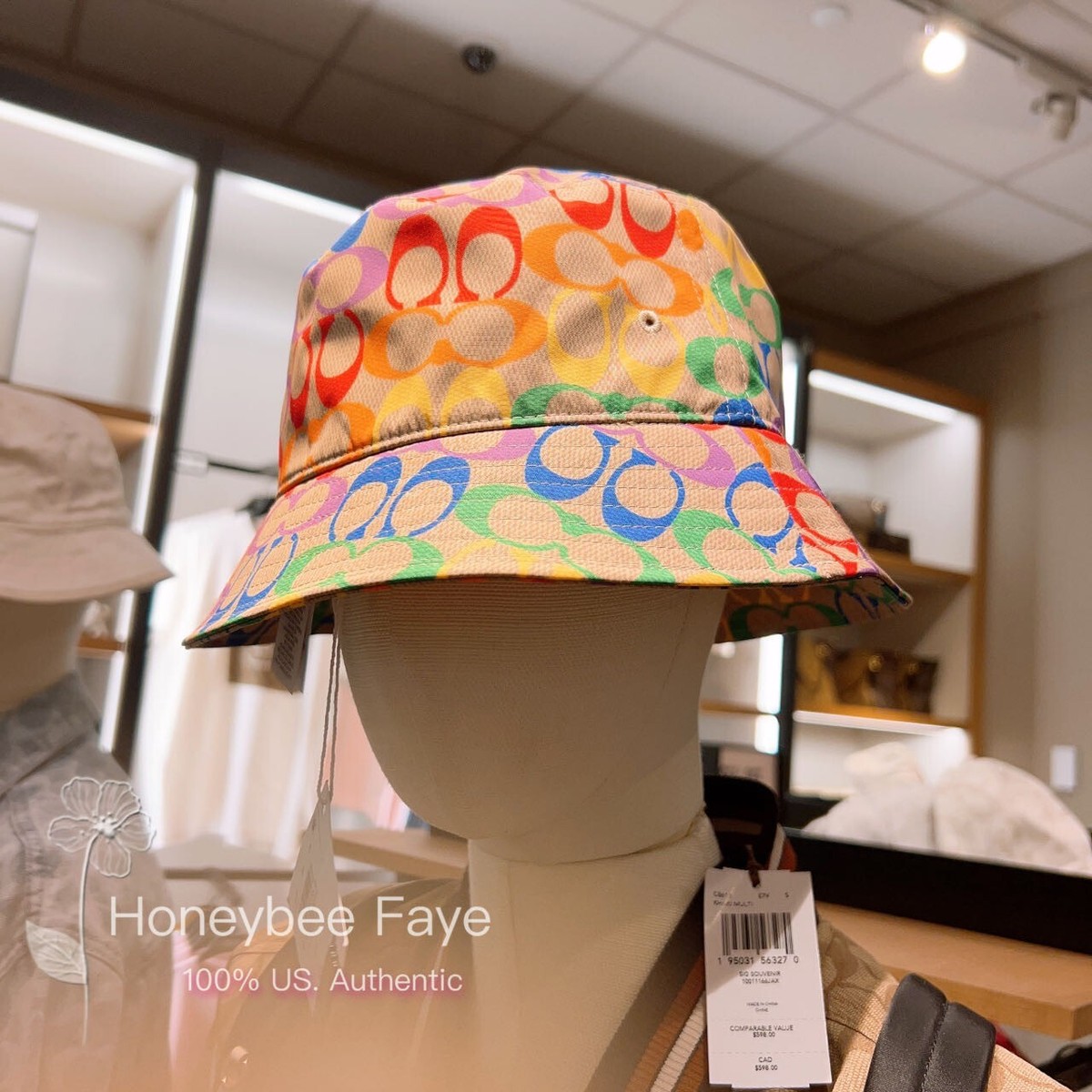 NWT Coach Unisex Rainbow Signature Bucket Hat C9919 one size