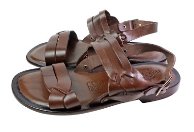 Handcrafted Italian Leather Mens size 9. Retails for over $200. Leather Italian Sandals Mens Brown Genuine Leather Strappy  main image 4