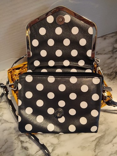 Bezaubernde Charlie kleine schwarze mit weißen Tupfen Crossbody Organizer Tasche Neu! - Bild 5 von 8