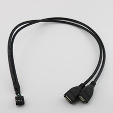 1pc Motherboard Female 9 Pin Header to Dual USB 2.0 A Female Adapter Cable 50cm