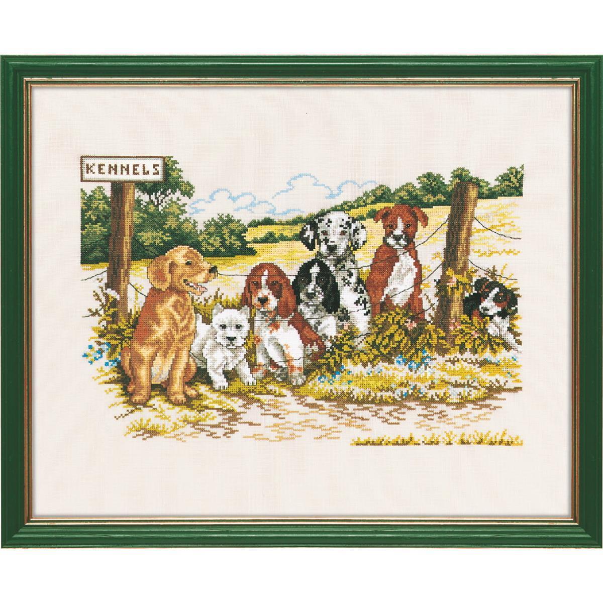 Eva Rosenstand counted cross stitch kit ""Kennels"", 40x50cm, DIY