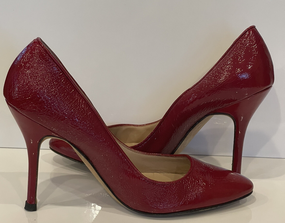 Manolo Blahnik Red Stiletto Pumps Shoes-sz 38-Beautiful ~Made In