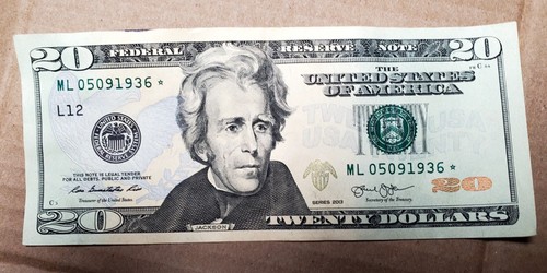 US 20 Dollar "Star" Bill Fancy "Date"Serial Number May 9, 1936. 2013 RARE - Picture 3 of 4