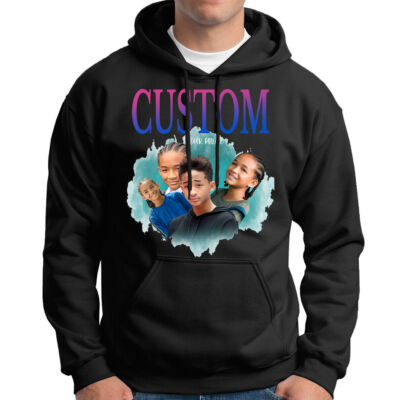 Personalisiert Ihr Foto & Text lustig Rap maßgeschneidert Retro Vintage Herren Kapuzenpullover # 6ED Set