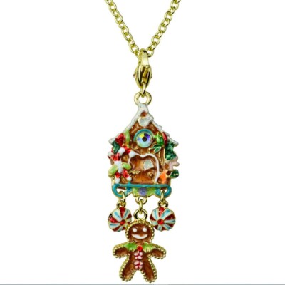 Kirks Folly Gingerbread House Cottage Charm Necklace  goldtone #8