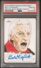 Bobby Bob Knight 2015 Leaf Masterworks Sketch Signed Auto 1/1 PSA 10 GEM