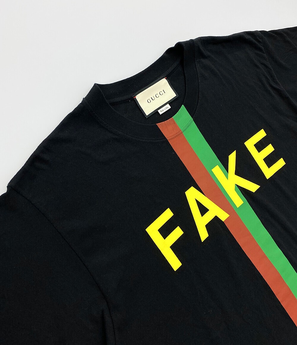 Gucci 616036 T Shirt Fake Print Black S Size Used From Japan Gucci 616036 T Shirt Fake Print Black S Size Used From Japan