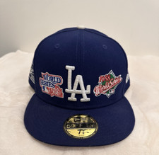 New Era Los Angeles Dodgers World Series Fitted Baseball Cap Hat Size 7 7/8 Blue