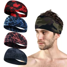 Men Women Sports Headband  Moisture Sweat Band Elastic Wide Hair Band Casu ↔