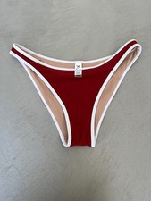 Free People GNASH Towelling High-Cut Brief Bikini Bottoms. Red/White. XL RRP £88