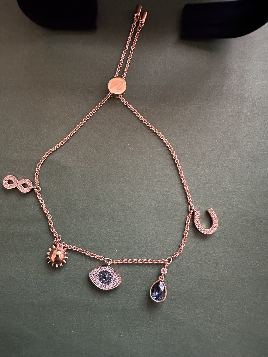 Swarovski Symbolic Rose-gold Evil Eye Charm Bracelet Toggle