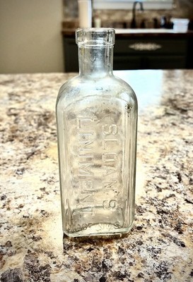 ANTIQUE EMBOSSED 3 OUNCE SLOAN'S LINIMENT PAIN MEDICINE 5 INCH BOTTLE APOTHECARY
