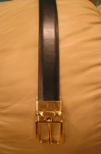 NEW Men's 42/105 Reversible Leather Belt Brown/Black w/Satin Gold Buckle
