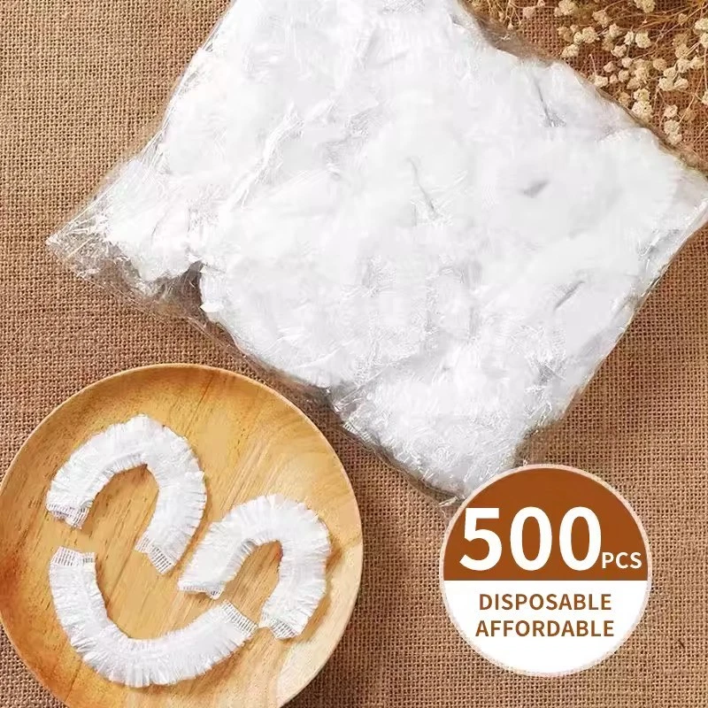 500 peças toucas de banho descartáveis espessadas impermeáveis para cabelo femininas - Imagem 3 de 4