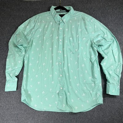 American Eagle Shirt Mens XL Aqua Palm Trees Seriously Soft Cotton Button Down