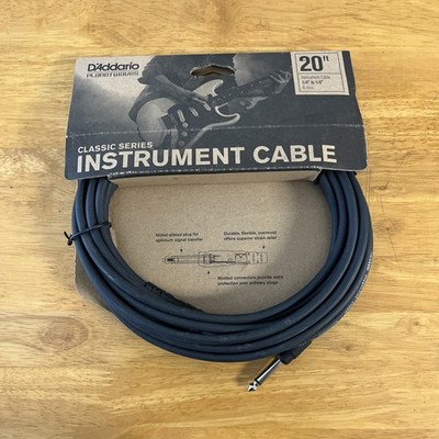 Guitar & Bass Instrument Cable 20 Feet D'Addario Classic Series PW-CGT-20