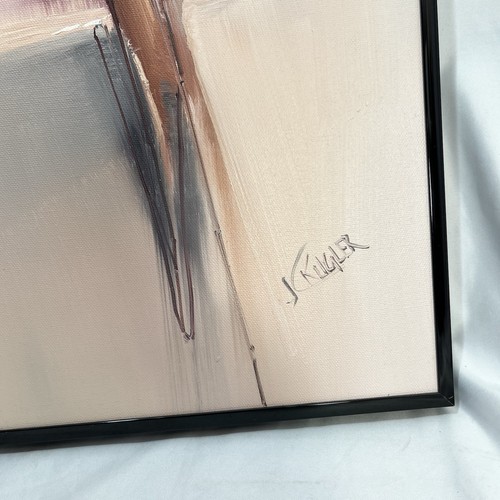 Quadro astratto originale firmato Josef Kugler su tela incorniciato 12x16 vintage - Foto 2 di 12