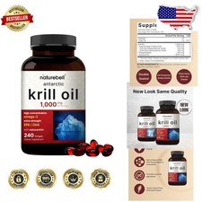 Pure Antarctic Krill Oil 1000mg | 240ct Omega-3 EPA DHA | Mercury Free | Non-GMO
