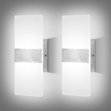 Dimmable Wall Sconces Set of 2, Modern LED Wall Lamp 12W for Hallway Bedroom ...