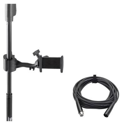 Mic Stand Smartphone Holder +25ft XLR Microphone Cable Vocal Stage Studio Bundle
