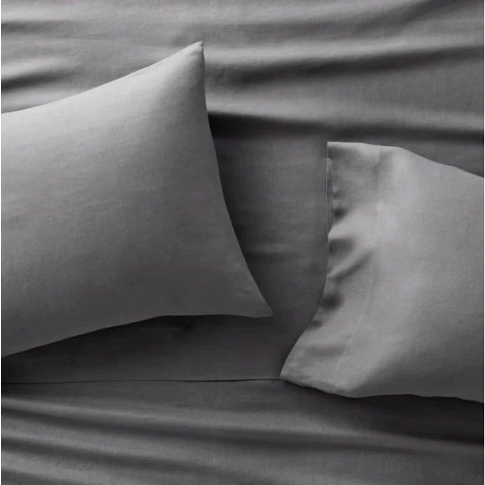 Nuevo Juego de Sábanas Casluna 100% Cáñamo Lavado Talla Completo Metal Gris Transpirable Ligero Foto 3 de 4