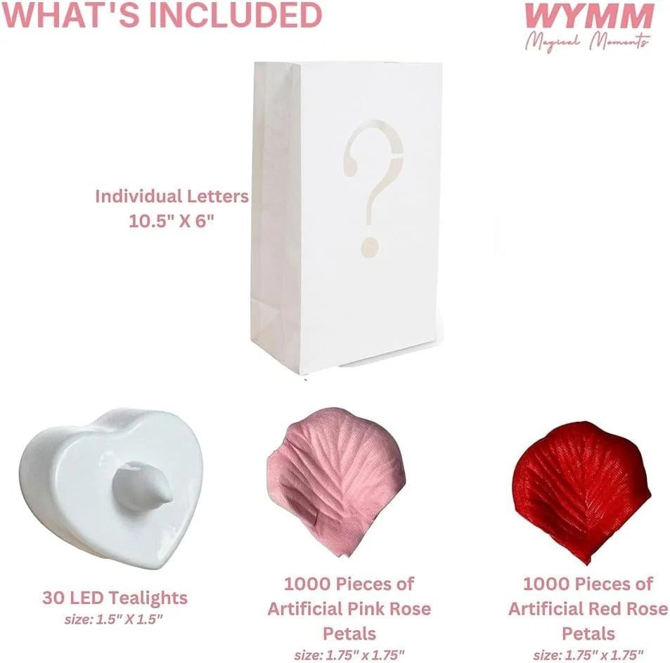 I Love You Juego de Decoración Iluminado con 30 Tealights y 1000 Pétalos de Rosa Románticos Foto 4 de 4