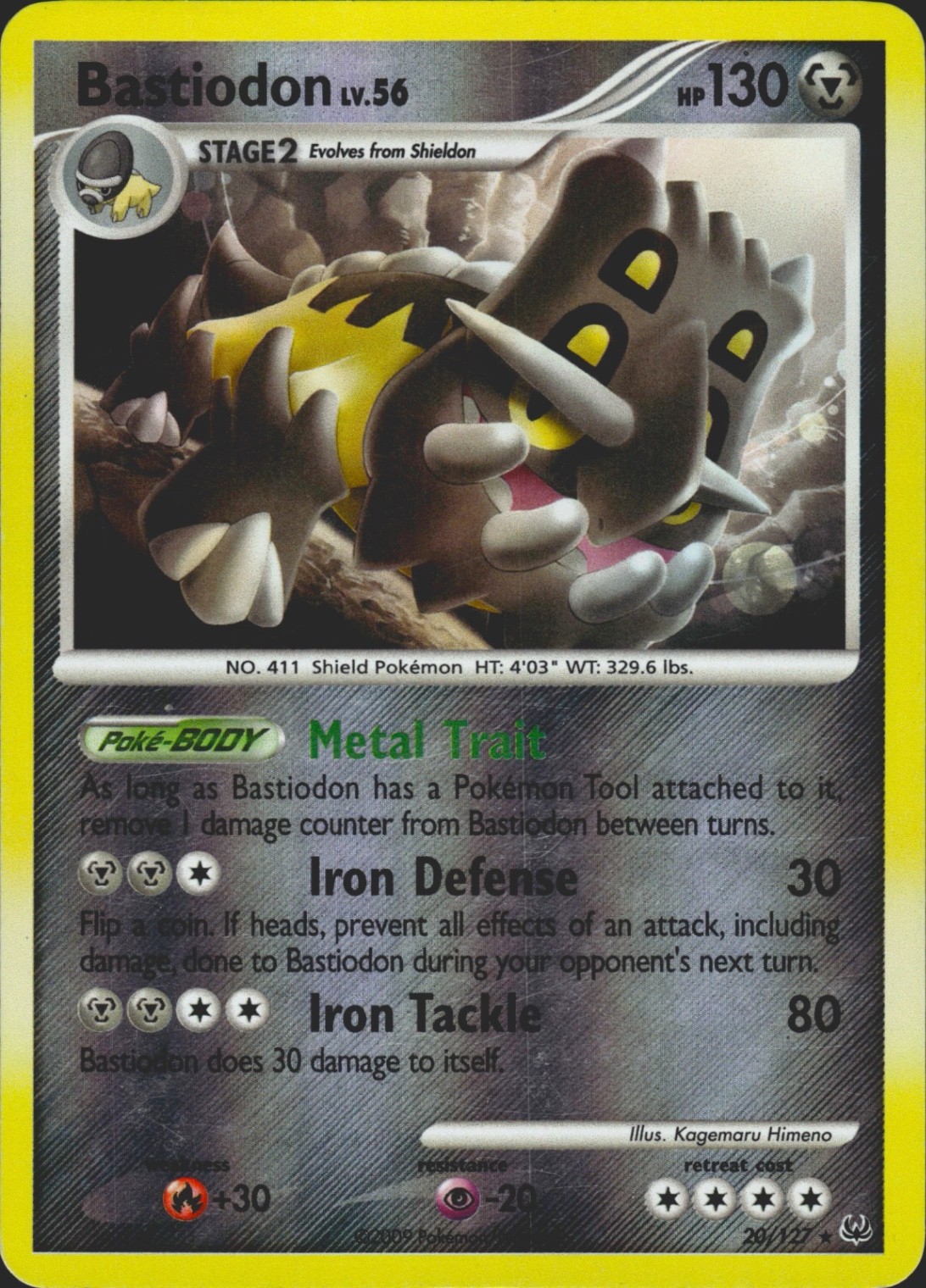 Bastiodon 20/127 Reverse Holo Rare Platinum Pokémon Card LP