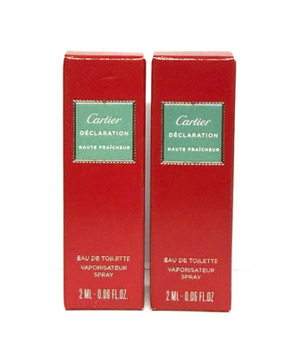 LOT OF 2 Cartier Declaration Haute Fraicheur EDT Spray Sample 2ml/0.06 fl oz
