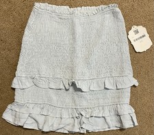 Altar d State Skirt Sz Small Sage Green Smocked Stretch Ruffled NWT