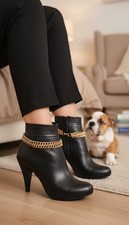 Women Gold Metal Chain Double Strand Boot Bracelet Shoe Handmade In USA Anklets