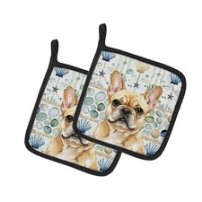 Caroline's Treasures Fawn French Bulldog Coastal Sea Glass Pair of Potholders