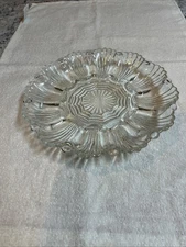 Vintage Anchor Hocking Heavy Clear Glass 10” Deviled Egg Plate Dish Tray 8k