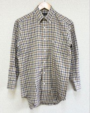 Burberry Men  s Check Shirt with Horse Embroidery Beige Navy Size M Used