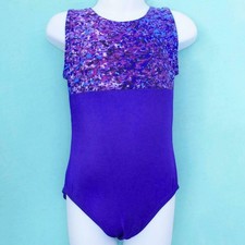 Gymnastics leotard Girls sz CS Child 6 Purple Shades frosted glass design New ca