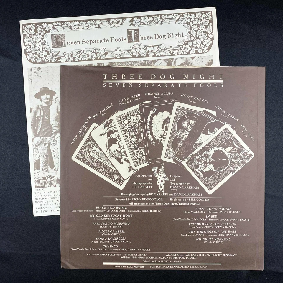 Three Dog Night Seven Separate Fools vinyl record LP Japan Press 33 RPM, NM M- - Image 3 of 4
