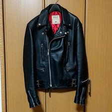 666 Lewis Leather Double Rider Jacket 38 Black Cowhide Vintage Biker Coat
