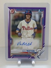 2021 Bowman - Paper Prospect Autographs Nick Maton #PAPR-NM Purple Border /250