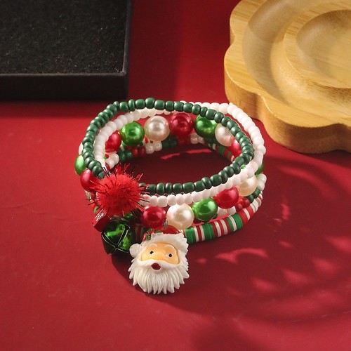 Weihnachtsarmbänder für Frauen Stretch Mehrlagig Perlen Armbänder Weihnachtsmann Ch - Bild 7 von 7