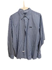 Chaps Blue And White Stripe Men’s Button Down Dress Shirt Size XL
