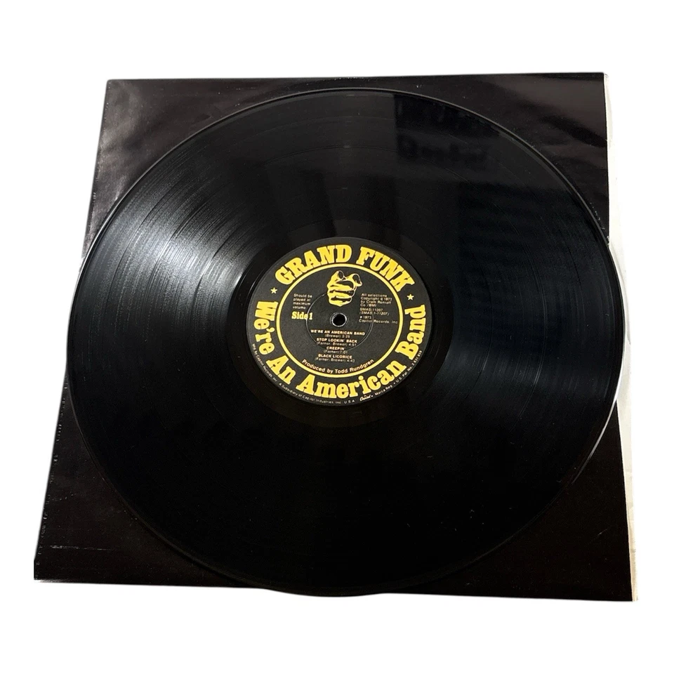 Grand Funk Railroad We’re An American Band 1973 Gold Foil Gatefold LP VG Vinyl Foto 4 de 4