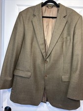 Brooks Brothers 346 Men's 100 Wool Blazer Brown/Beige Houndstooth Plaid   46L