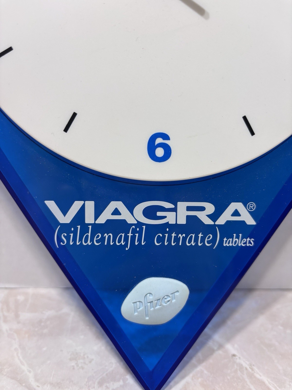 Viagra Pfizer Sales Rep Advertising Promo Wall Clock Battery Blue White Plastic